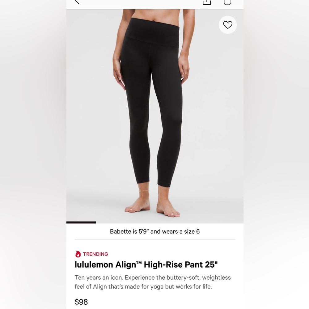 Lululemon align high rise pain 25”